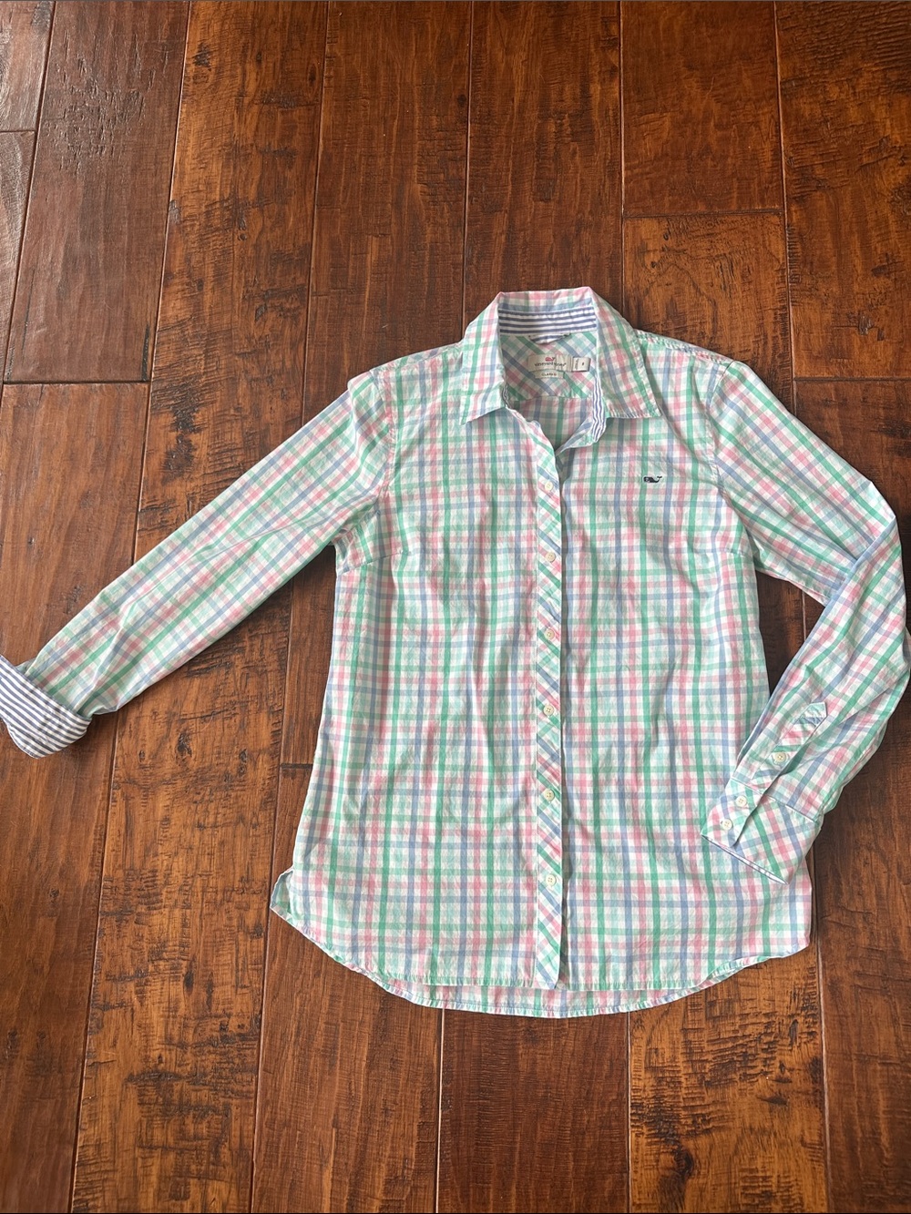 Vineyard Vines Pastel Gingham Shirt in Pink, Blue & Green
